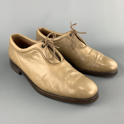 HERNI DE VIGNON Size 7.5 Taupe Solid Leather Lace Up