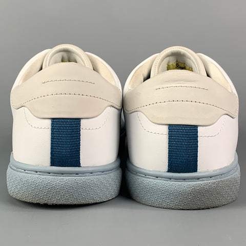 TED BAKER Size 12 White Light Blue Two Toned Leather Sneakers