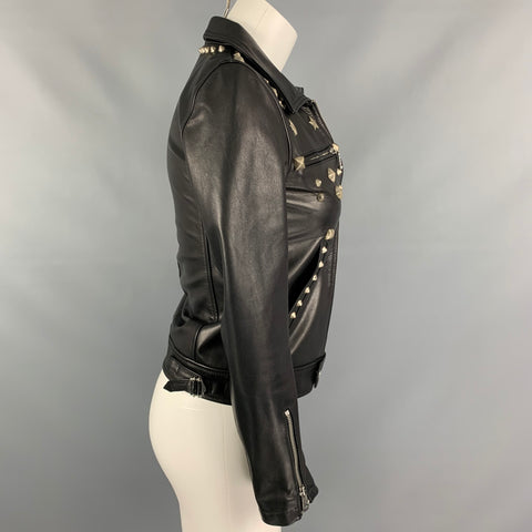 R13 Size XS Black Leather Studded Jacket