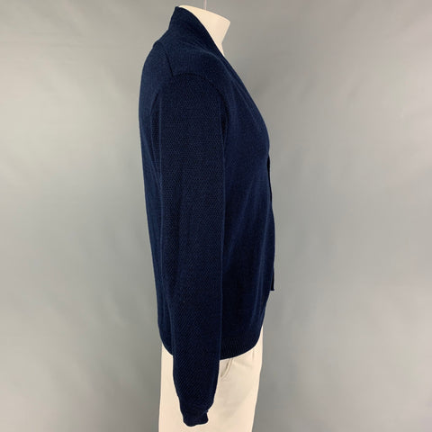 STEPHAN SCHNEIDER Size XL Navy Textured Wool V-Neck Cardigan