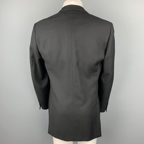 PAL ZILERI Size 40 Long Black Wool Notch Lapel Sport Coat