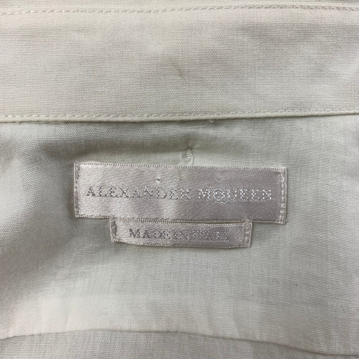ALEXANDER MCQUEEN Size M White Blue Splattered Cotton Short Sleeve Shirt