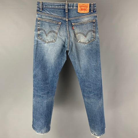 LEVI STRAUSS 517 Size 32 Blue Washed Cotton Bootcut Jeans