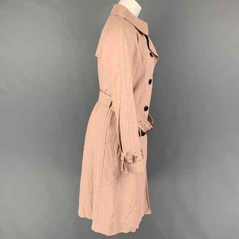 MARC JACOBS Gabardina con cinturón arrugado en mezcla de lino rosa talla 2