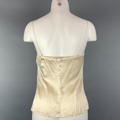 ELIE TAHARI Blouse caraco en soie froissée crème taille S