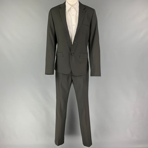 CALVIN KLEIN COLLECTION Size 36 Charcoal Wool Notch Lapel Suit