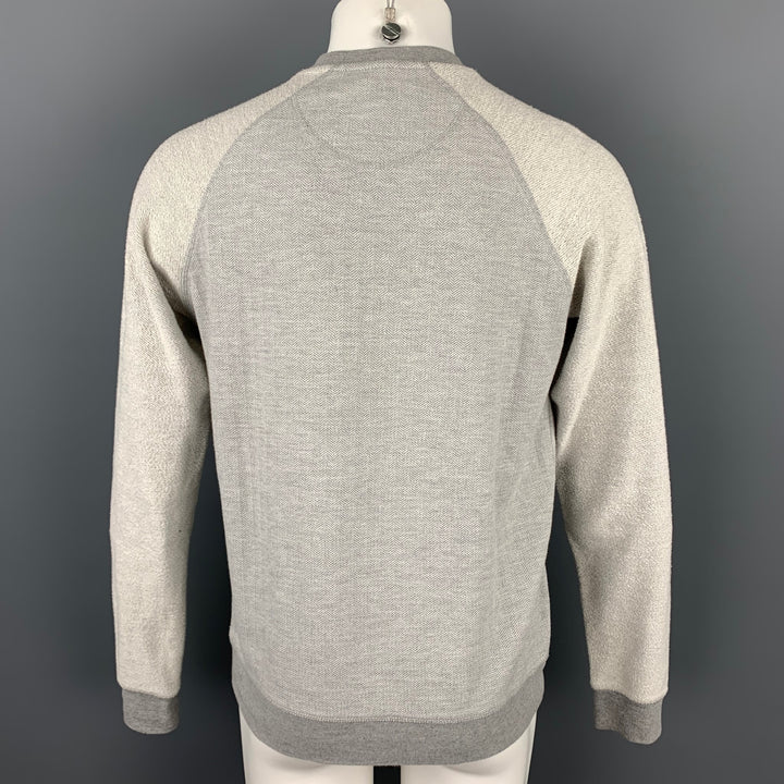 STAPLE Taille S Sweat-shirt col rond en coton / polyester pigeon brodé à chevrons gris