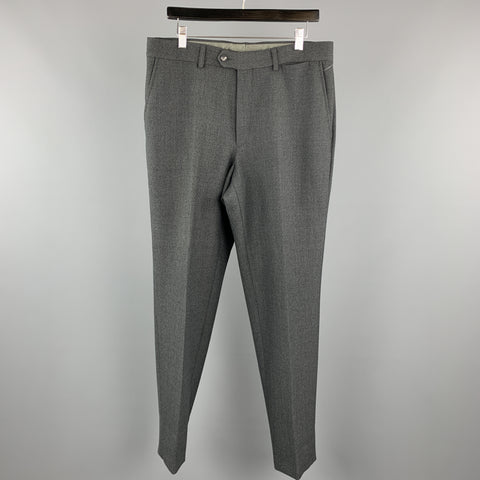 ENZO CECI Size 34 Dark Gray Cotton Front Tab Dress Pants