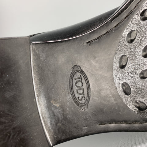 TOD'S Zapatos de vestir Derby con suela de goma y cordones de cuero negro talla 11