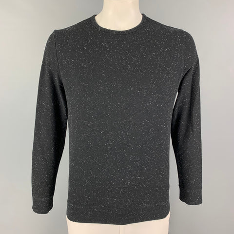 A.P.C. Size L Black White Heather Cotton Blend Crew-Neck Pullover