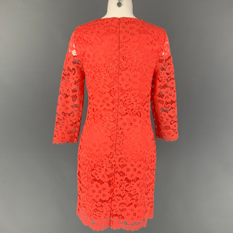 TRINA TURK Size M Orange Nylon Polyester Sheath Dress