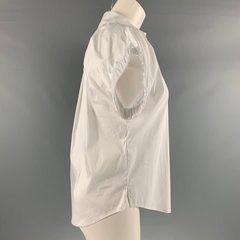 VERONICA BEARD Size 2 White Cotton Blend Short Sleeve Casual Top