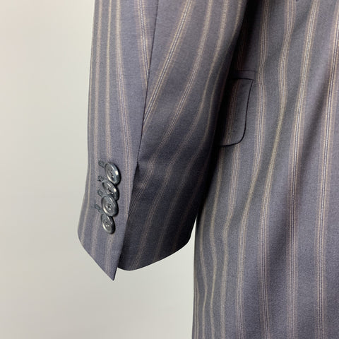 DOLCE & GABBANA 40 Regular Navy Stripe Wool Notch Lapel Suit