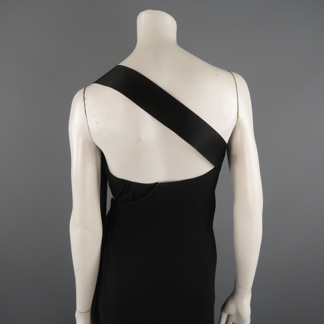 Vintage CHANEL Spring 1991 Size 6 / FR 38 Black Silk Bustier Ribbon Co Sui Generis Designer Consignment Vintage CHANEL Spring 1991 Size 6 / FR 38 Black Silk Bustier Ribbon Co Sui Generis Designer Consignment