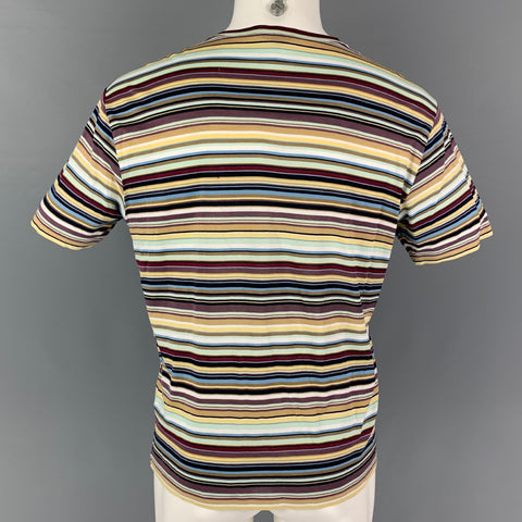 OLIVIER STRELLI Size XL Multi-Color Stripe Cotton Short Sleeve T-shirt