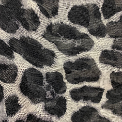 YVES SAINT LAURENT Black White Animal Print Scarf
