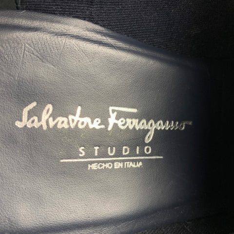 SALVATORE FERRAGAMO Size 8 Black Leather Lace Up Shoes