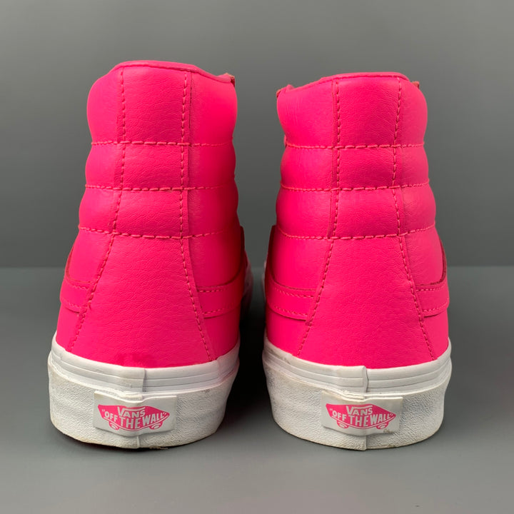 VANS Size 8.5 Neon Pink Leather Sk8-Hi Slim Sneakers