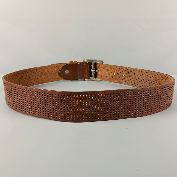 VINTAGE Size 36 Brown Perforated Leather Belt