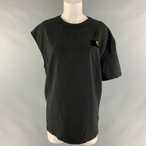 CEREMONIA DE APERTURA Talla M Top casual liso de poliéster y viscosa negro