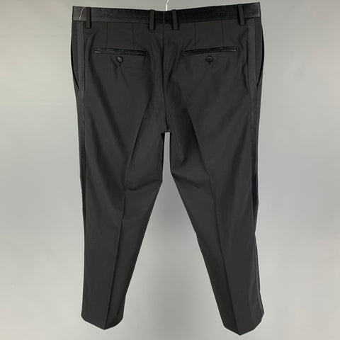 DOLCE & GABBANA Size 36 Black Wool Blend Tuxedo Dress Pants