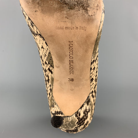 MANOLO BLAHNIK Taille 8 Escarpins en Phython Naturel
