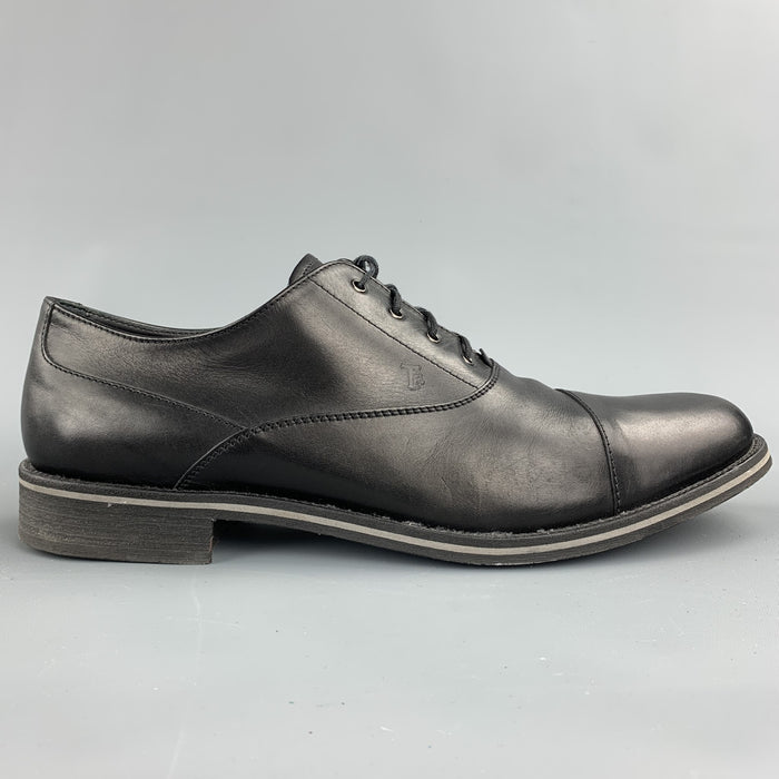 TOD'S Size 11 Black Leather Lace Up Shoes