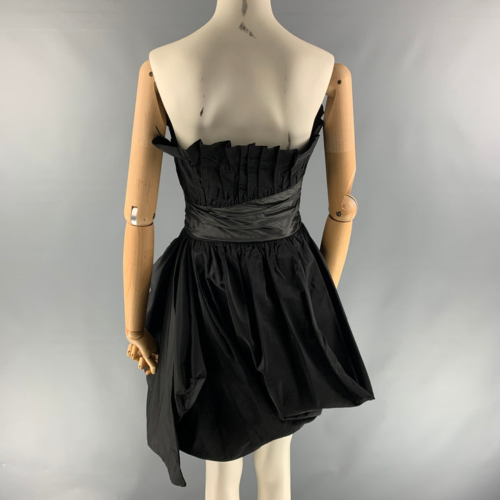 EMPORIO ARMANI Size 4 Black &  Grey Acetate Blend Ruched Dress