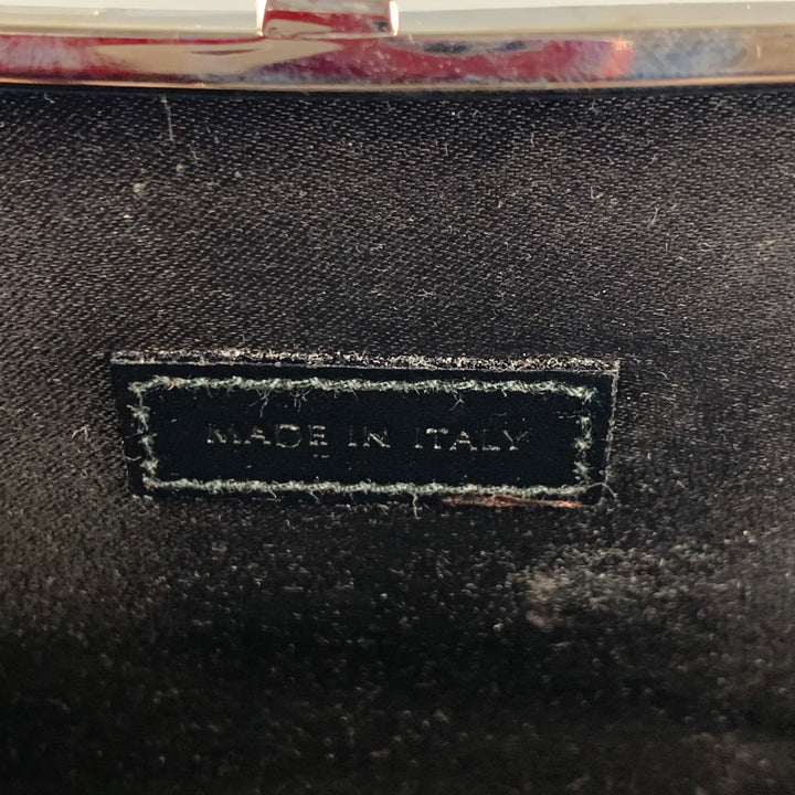 GIORGIO ARMANI Black Woven Taffeta Leather Clutch Bag