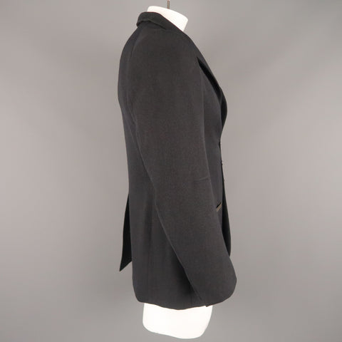 GUSTAVOLINS M Black Solid Wool  Notch Lapel Jacket