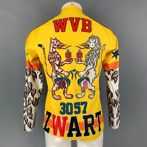 WALTER VAN BEIRENDONCK FW17 Size M Yellow Graphic Nylon Jersey Bike Top