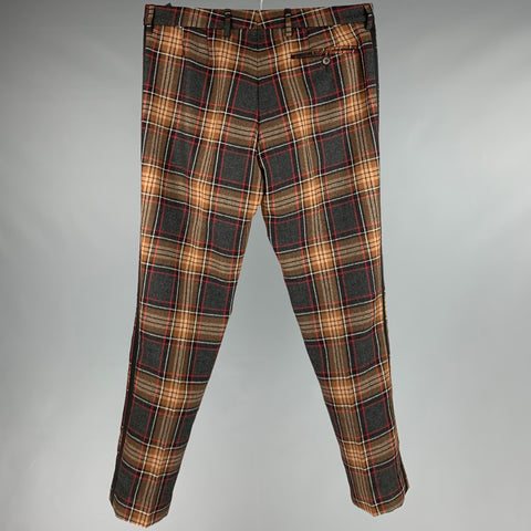 D&G by DOLCE & GABBANA Size 32 Brown Multi-Color Plaid Wool Blend Dress Pants