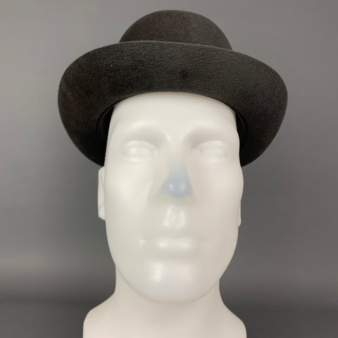 Vintage CHURCHILL LTD. Size 7 1/8 Charcoal Feather Fedora Hat