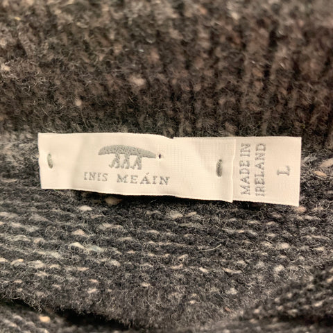 INIS MEAIN Size L Grey Black Knitted Wool Cashmere Buttoned Coat
