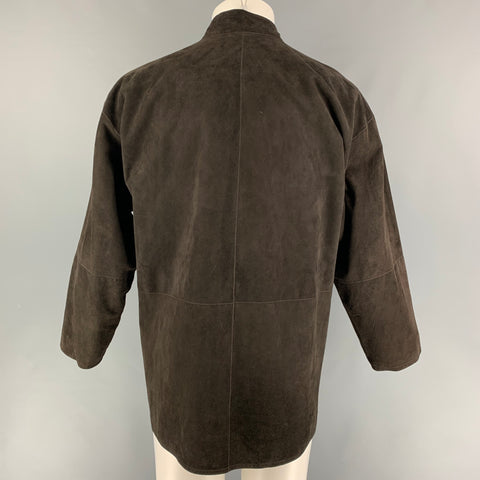 GIORGIO ARMANI Size 40 Brown Suede Snaps Jacket