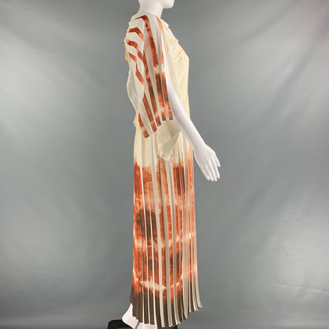 CHRISTIAN SIRIANO Size 4 Beige Tan Polyester Tie Dye Long Dress