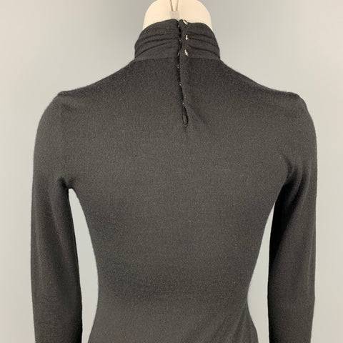 RALPH LAUREN Size S Black Knitted Cashmere High Collar Dress
