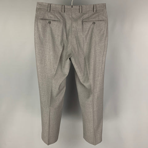 J.HILBURN Size 34 Grey Wool Flat Front Dress Pants