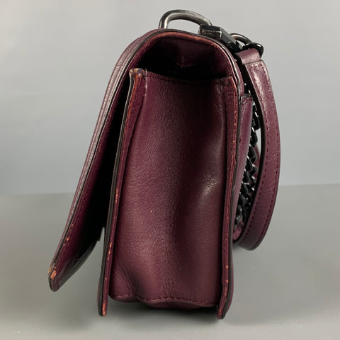REBECCA MINKOFF Burgundy Quilted Chevron Leather Handbag