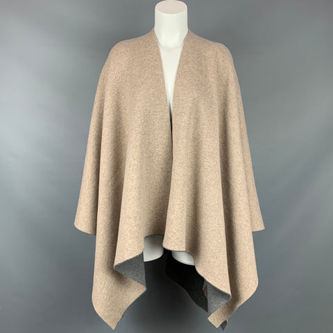MAX MARA Grey & Beige Heather Reversible Cape Serra Shawl