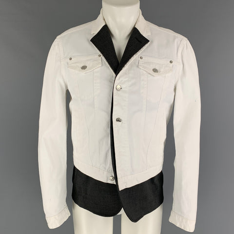 DSQUARED2 Size 40 White Grey Wool Blend Vest Layer Trucker Jacket