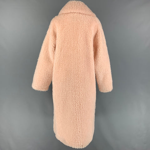 STAND STUDIO Taille S Manteau à revers cranté en fausse fourrure en polyester rose pâle