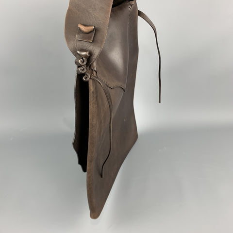 YVES SAINT LAURENT Brown Stitched Leather Flap Bag