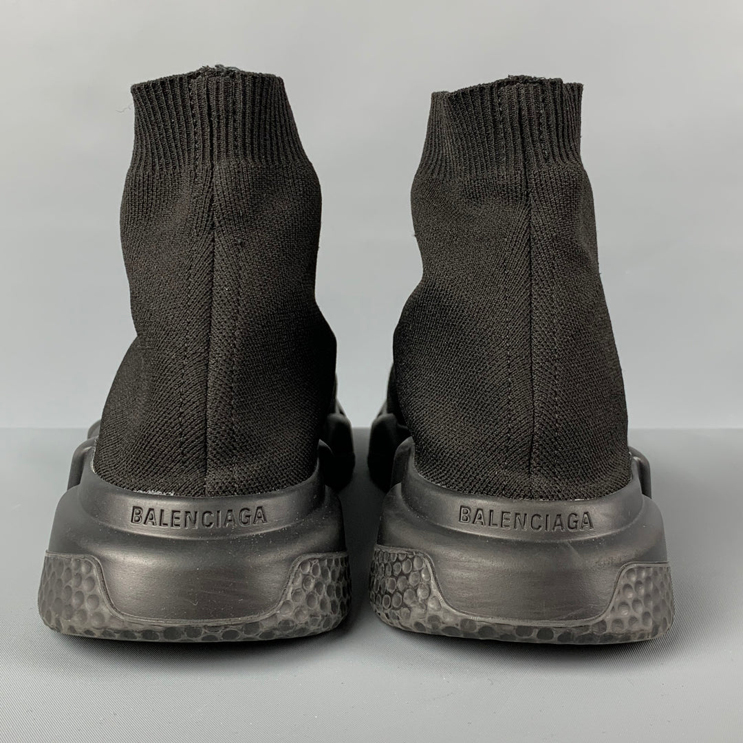 BALENCIAGA Size 10 Black Logo Pull On Speed Sneakers