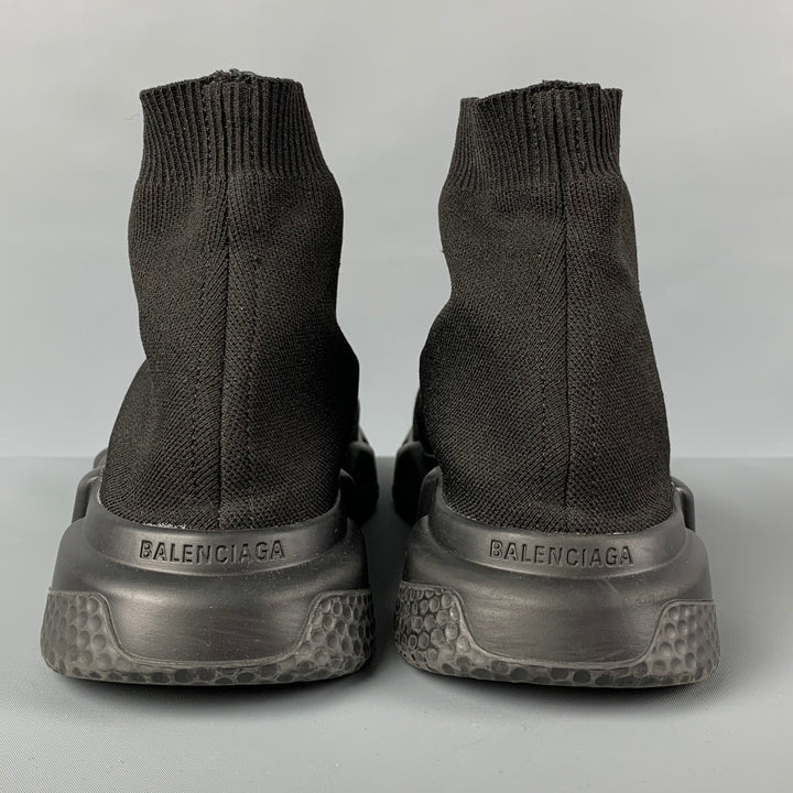 BALENCIAGA Size 10 Black Logo Pull On Speed Sneakers