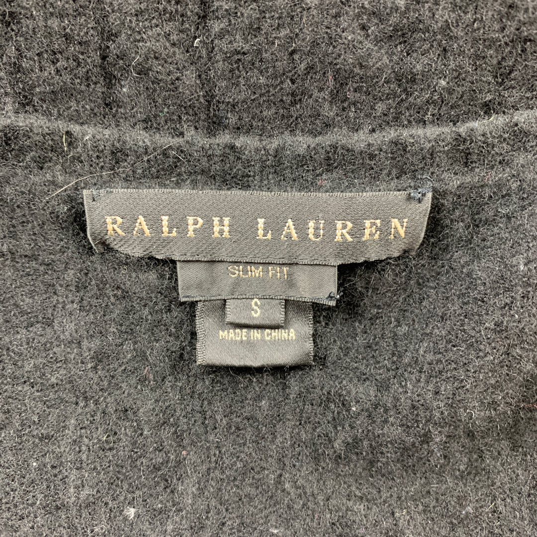 RALPH LAUREN Black Label Talla S Jersey de punto de cachemira con cuello en V negro