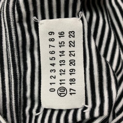 MAISON MARGIELA Size L Black & White Stripe Cotton Crew-Neck T-shirt