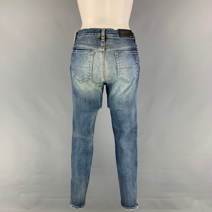 AMIRI Size 27 Blue Cotton Distressed Narrow Leg Thrasher Jeans