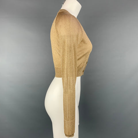 TWELFTH STREET by CYNTHIA VINCENT Size S Gold Rayon / Polyester Cropped Cardigan