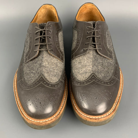 PAUL SMITH Size 9.5 Gray Leather Wingtip Lace Up Shoes